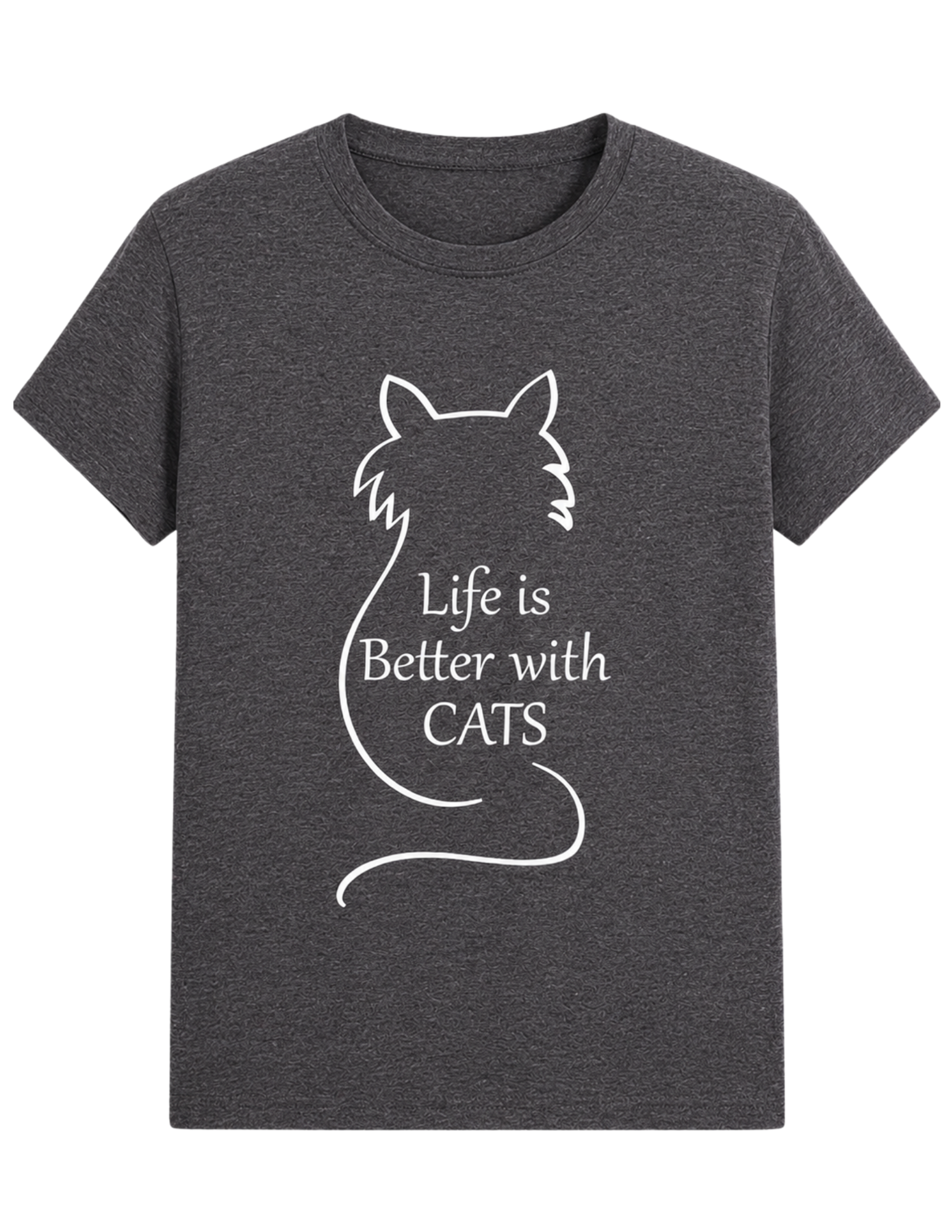 Life is Better with Cats Graphic T-Shirts (Grey)